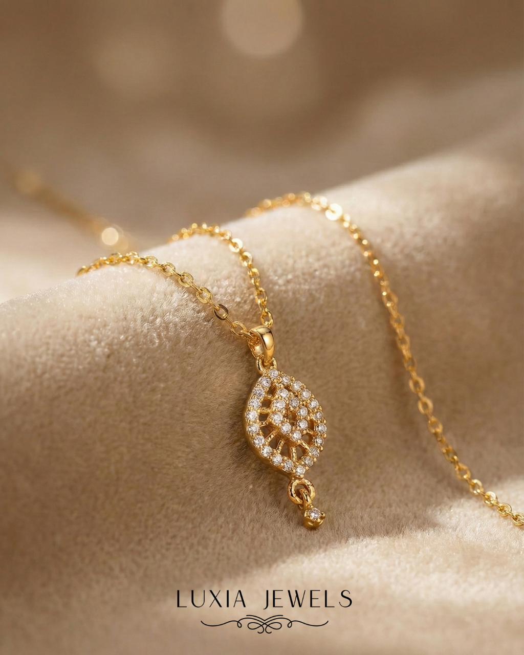 Ethereal Glow Dainty Gold-Toned Crystal Pendant