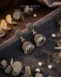Oxidized Silver-Tone Beaded Jhumkas