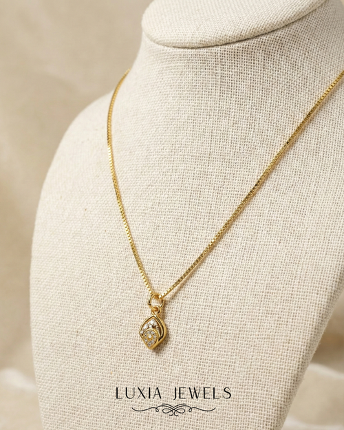 Ethereal Glow Gold-Toned Dainty Crystal Pendant