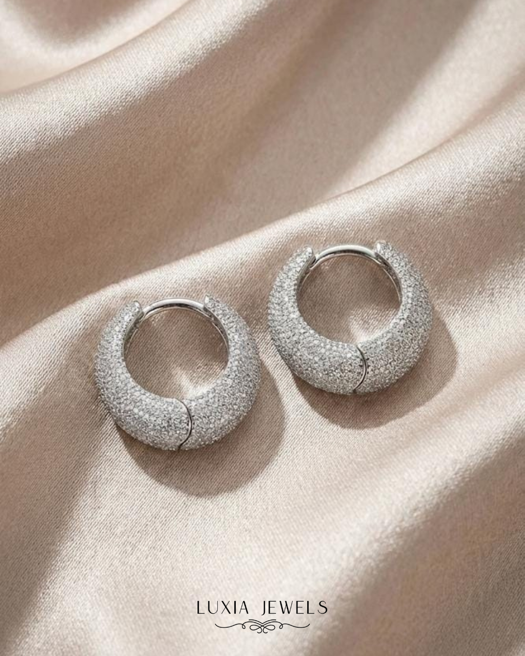 Radiant Pavé Crescent Huggie Hoops