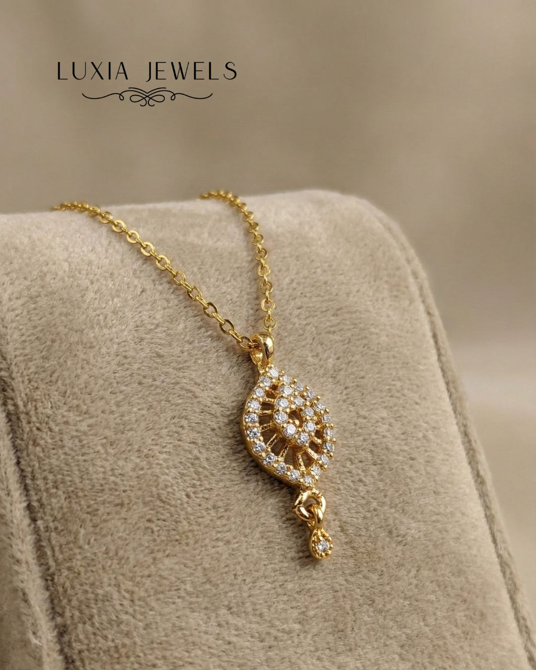 Ethereal Glow Dainty Gold-Toned Crystal Pendant