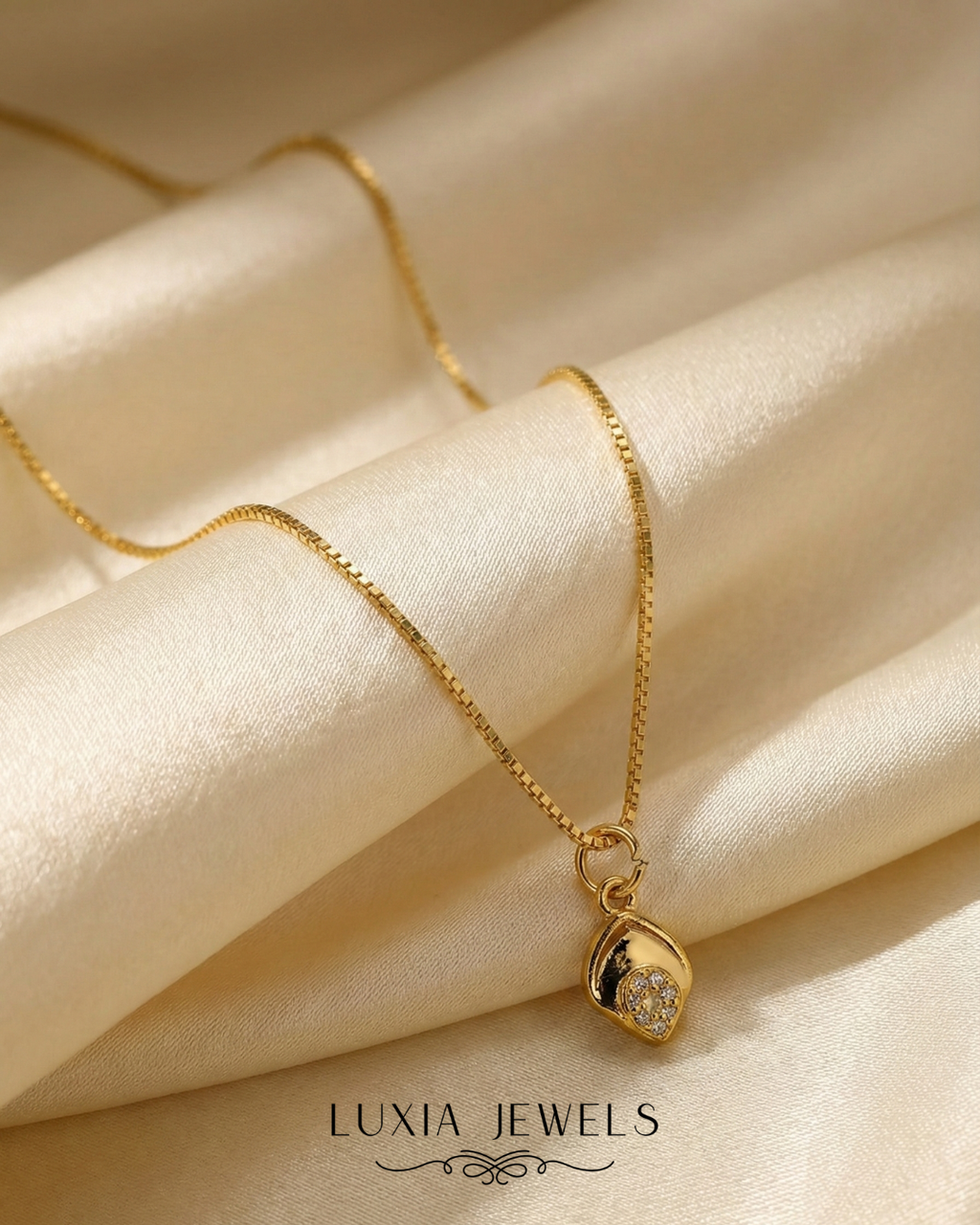 Ethereal Glow Gold-Toned Dainty Crystal Pendant