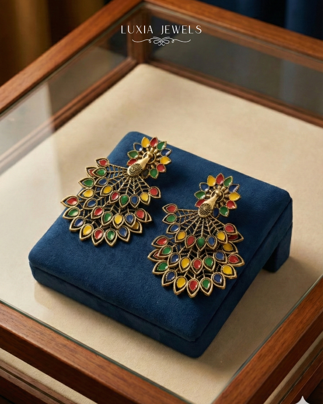 Multi-Color Peacock Statement Earrings