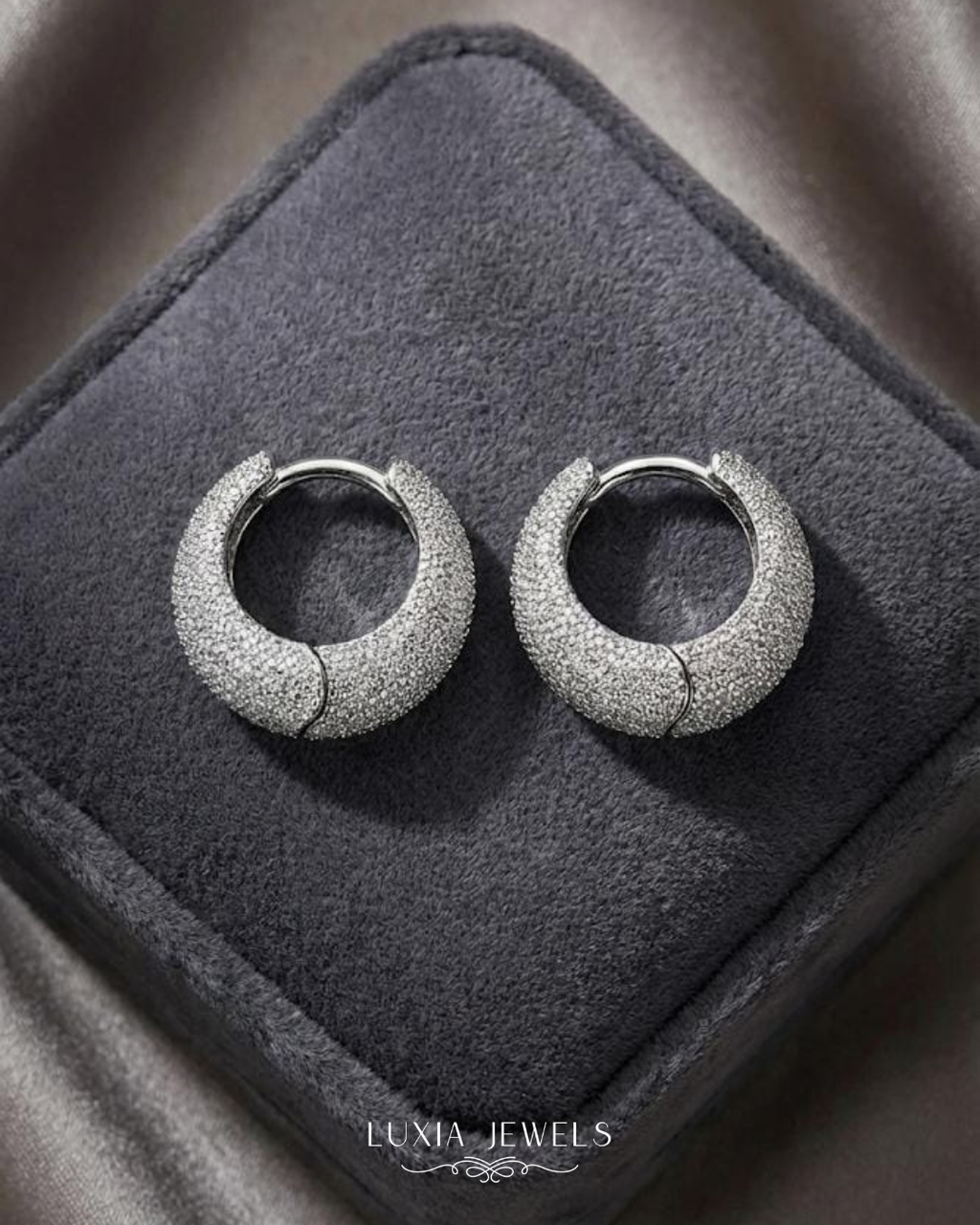 Radiant Pavé Crescent Huggie Hoops