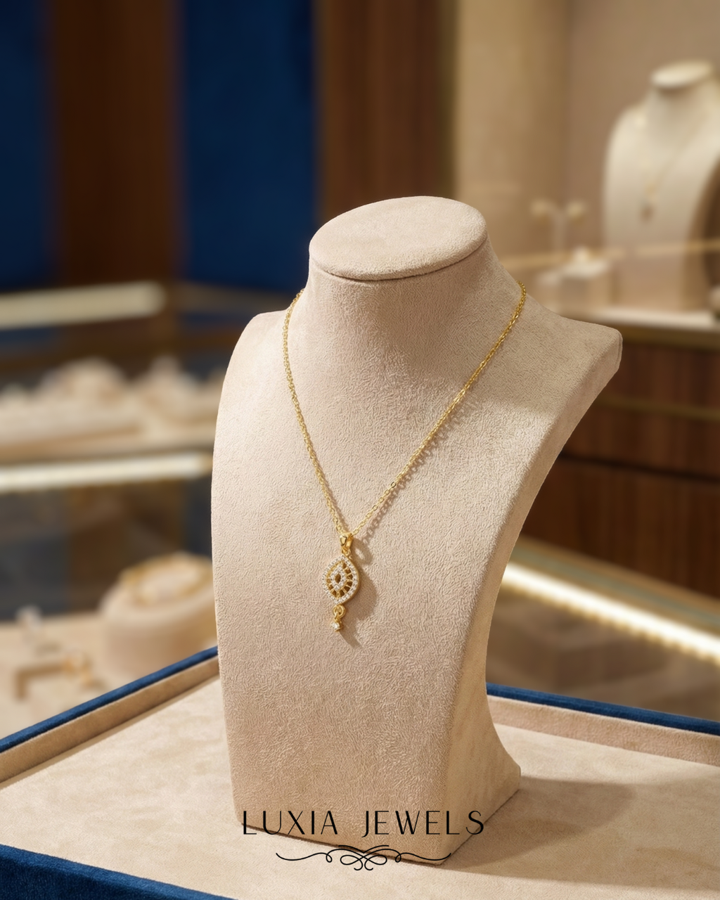 Ethereal Glow Dainty Gold-Toned Crystal Pendant