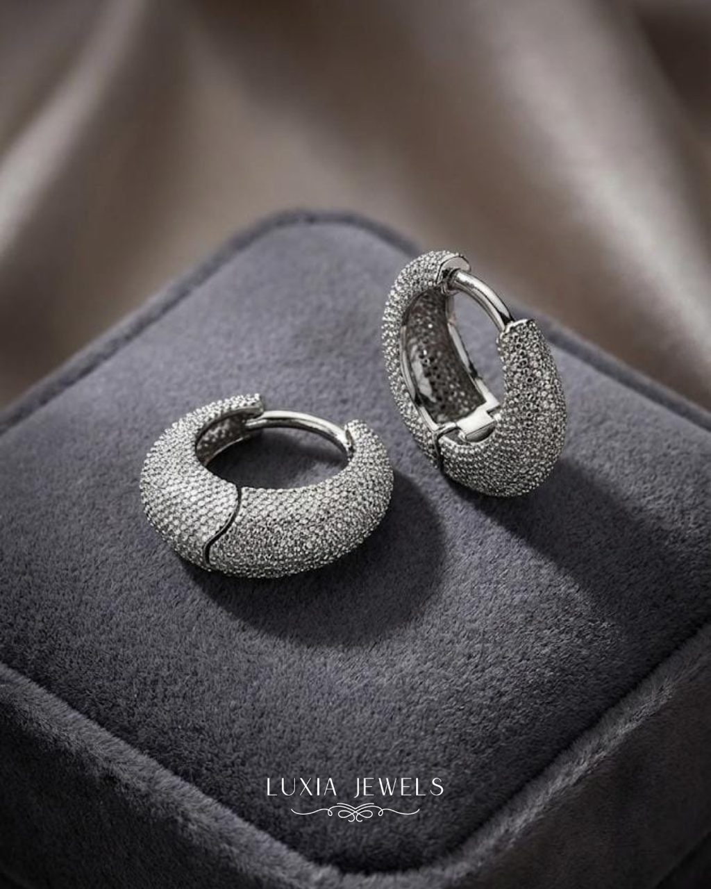 Radiant Pavé Crescent Huggie Hoops
