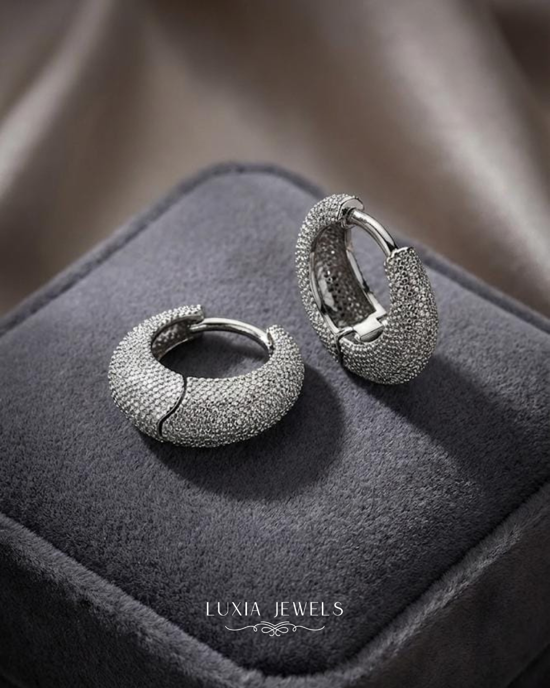 Radiant Pavé Crescent Huggie Hoops